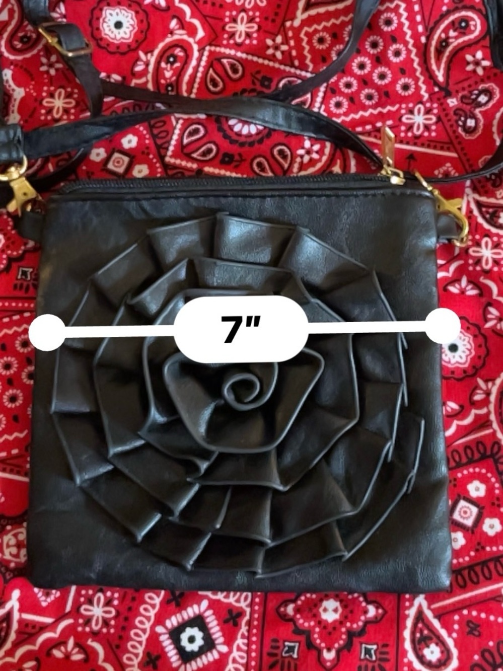 Black Floral Applique Crossbody Bag - Unbranded - Picture 8 of 9